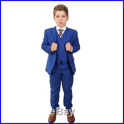 Page Boy Royal Blue Suit Italian Wedding Prom 5 Piece Boys Saks Blue Suits