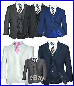 Page Boys Suit Italian Wedding Prom Boys Suit in Black Grey Blue Navy Ivory
