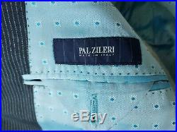 Pal Zileri Mens Two Piece Pinstripe Suit Navy Blue 2 Button Wool Size 46XL 40x33