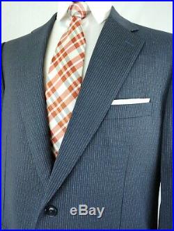 Pal Zileri Mens Two Piece Pinstripe Suit Navy Blue 2 Button Wool Size 46XL 40x33