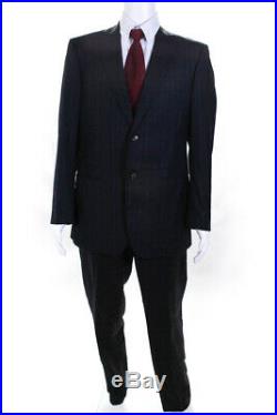 Pal Zileri Mens Two Piece Pinstripe Suit Navy Blue Size 50 Italian