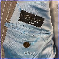 Pal Zileri Misura Suit 44L 36L Wool Linen Stripe Grey Brown Blue Italian Summer