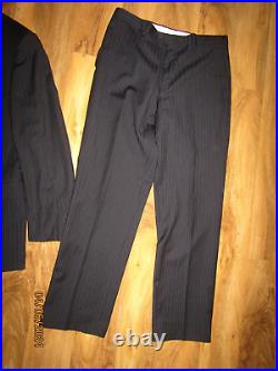 Pal Zileri Suit jacket 44R trousers 34 x 30 Wool Stripe Blue Italian