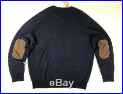 Peter Millar Mens XLARGE Raglan Crew Neck 100% Wool Sweater Suede Elbow Patch XL