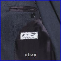 Piattelli Barney's New York Suit 40R (EU50) Blue Italian Wool with Cuff Hem