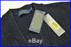 Polo Ralph Lauren Men's Italian Indigo Linen Elbow-Patch V-neck Cardigan Sweater