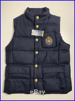 Polo Ralph Lauren Men's Wool Down Vest Jacket Bullion Patch Crest Size Large