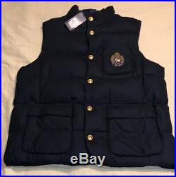 Polo Ralph Lauren NWT $398 Men's Wool Down Vest Jacket Bullion Patch Crest XXL
