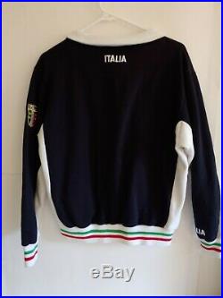 Poolifemo Navy blue Men's sz L Italia zip up sweater Italian flag spell out B