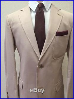 Powder blue cotton suit with patch pocket/double vent/notch lapel-Made in Italy