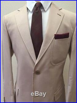 Powder blue cotton suit with patch pocket/double vent/notch lapel-Made in Italy