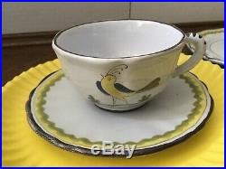 Pv Italy Pottery Group Handpainted Yellow Bird Pattern 24 Pieces