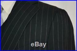 RARE Perfect Bespoke Vincent Nicolosi 3 Piece withVest Navy Chalkstripe SUIT 38 R
