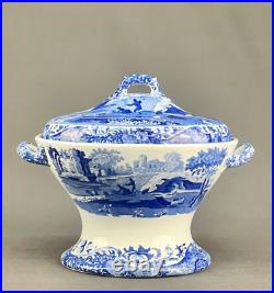 Rare Early 19th c. Spode BLUE ITALIAN 8 Footed Covered Compote Serving Dish