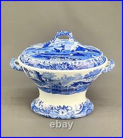 Rare Early 19th c. Spode BLUE ITALIAN 8 Footed Covered Compote Serving Dish