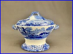 Rare Early 19th c. Spode BLUE ITALIAN 8 Footed Covered Compote Serving Dish