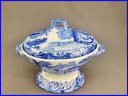 Rare Early 19th c. Spode BLUE ITALIAN 8 Footed Covered Compote Serving Dish