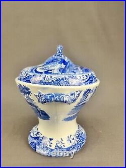 Rare Early 19th c. Spode BLUE ITALIAN 8 Footed Covered Compote Serving Dish