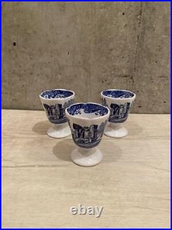 Rare Spode Blue Italian Egg Stand 3 Pieces