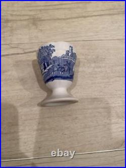 Rare Spode Blue Italian Egg Stand 3 Pieces