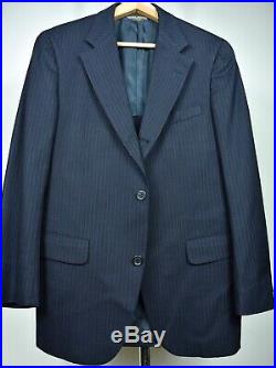 Rare Vtg Brooks Brothers Navy Pinstripe 3 PIECE Sack Suit 38 L 3/2 Roll Ivy USA