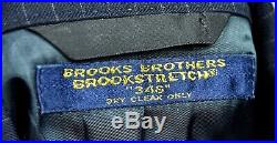 Rare Vtg Brooks Brothers Navy Pinstripe 3 PIECE Sack Suit 38 L 3/2 Roll Ivy USA