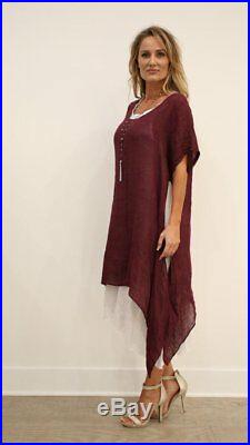 Raw Moda Italian Linen Marsala Dress Two Pieces