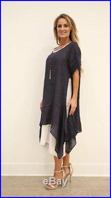 Raw Moda Italian Linen Marsala Dress Two Pieces