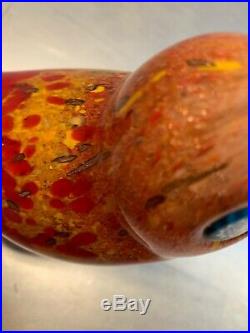 Red Gold Cobalt Blue Tropical Bird Murano Glass Piece 10 Lx 8.5 Hx 3.5across