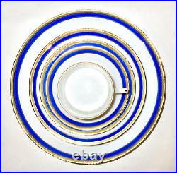 Richard Ginori Palermo Blue Italian Gilt Porcelain Service for 6 Nr Mint Cond'n