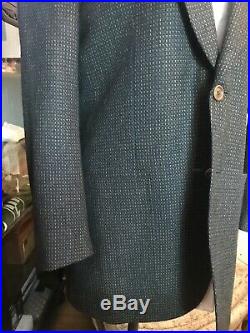 SAMUELSOHN Men's 40R Birdseye Patch Pocket 120s Wool Black/Navy/Tan Sport Coat