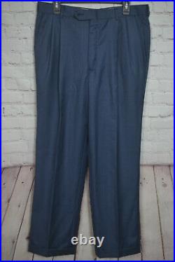 SOLOMON & SON Mens Blue ITALIAN Wool Pleated 2pc Suit 40R Jacket 35/30 Pant