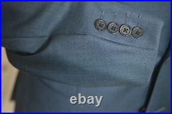 SOLOMON & SON Mens Blue ITALIAN Wool Pleated 2pc Suit 40R Jacket 35/30 Pant