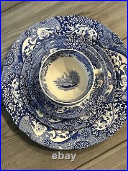 SPODE BLUE ITALIAN PORCELAIN SETTING PLATE CUP SAUCER PLATE BRAND NEW 5 Pieces