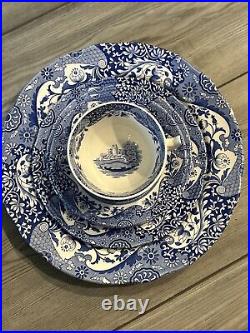 SPODE BLUE ITALIAN PORCELAIN SETTING PLATE CUP SAUCER PLATE BRAND NEW 5 Pieces