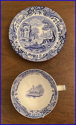 SPODE Blue Italian Design C. 1816 8 Cups and 8 Saucers (16 pcs) Made in England