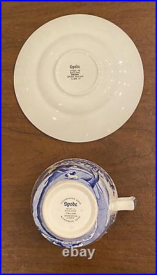 SPODE Blue Italian Design C. 1816 8 Cups and 8 Saucers (16 pcs) Made in England