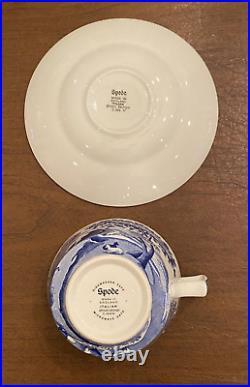 SPODE Blue Italian Design C. 1816 8 Cups and 8 Saucers (16 pcs) Made in England