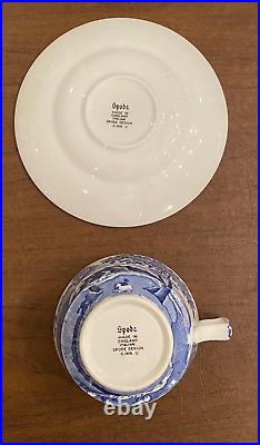 SPODE Blue Italian Design C. 1816 8 Cups and 8 Saucers (16 pcs) Made in England