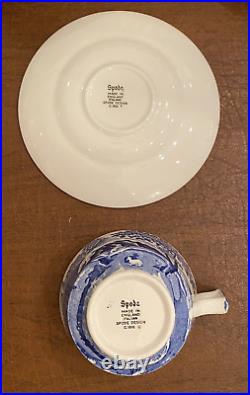 SPODE Blue Italian Design C. 1816 8 Cups and 8 Saucers (16 pcs) Made in England