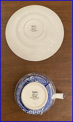 SPODE Blue Italian Design C. 1816 8 Cups and 8 Saucers (16 pcs) Made in England