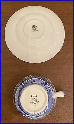 SPODE Blue Italian Design C. 1816 8 Cups and 8 Saucers (16 pcs) Made in England