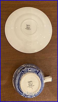 SPODE Blue Italian Design C. 1816 8 Cups and 8 Saucers (16 pcs) Made in England