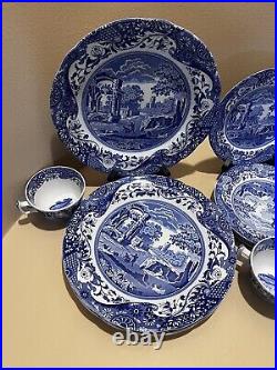 SPODE China ITALIAN BLUE 5 PIECE PLACE SETTING SERVICE FOR 4