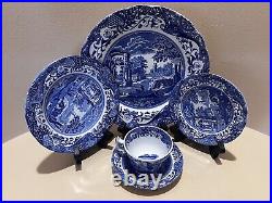 SPODE China ITALIAN BLUE 5 PIECE PLACE SETTING SERVICE FOR 4