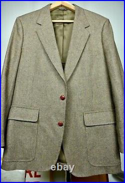 STUNNING Vintage Brown Blue Woven Fleck 3 PIECE TWEED Wool Suit 42 43 R USA MADE