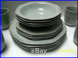 Sakura Italian Sage Stoneware 16 Piece Set DINNERWARE-Plates Bowls Cups Lt. Blue
