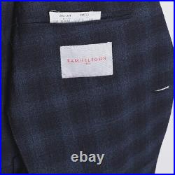 Samuelsohn Suit Size 40R W34 Deep Blue Italian Wool Blend with Natural Shoulder
