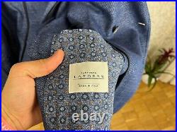 Sartoria Latorre Blue Italian Cotton Linen Double-Breasted Blazer 44, EU 54