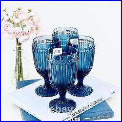 Set Of 4 Mikasa Italian Countryside Old Fashioned Blue Ice Tea Beverage Glasses